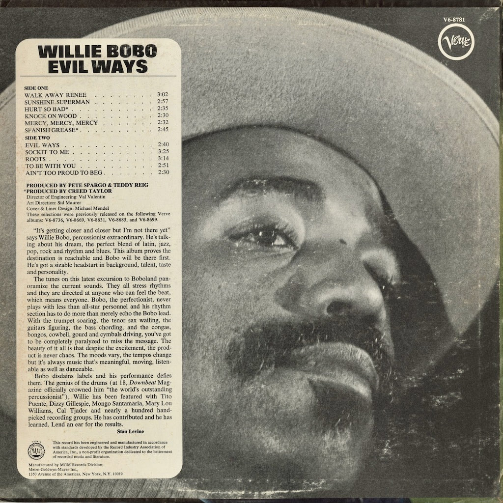 Willie Bobo – Evil Ways (V6-8781) LP 1968 US Verve | 中古LP