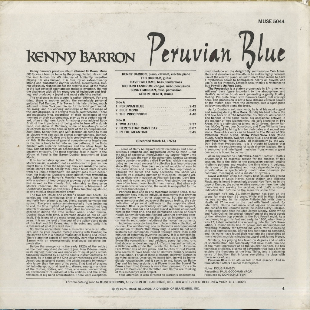 Kenny Barron / ケニー・バロン / Peruvian Blue (MR 5044) – VOXMUSIC