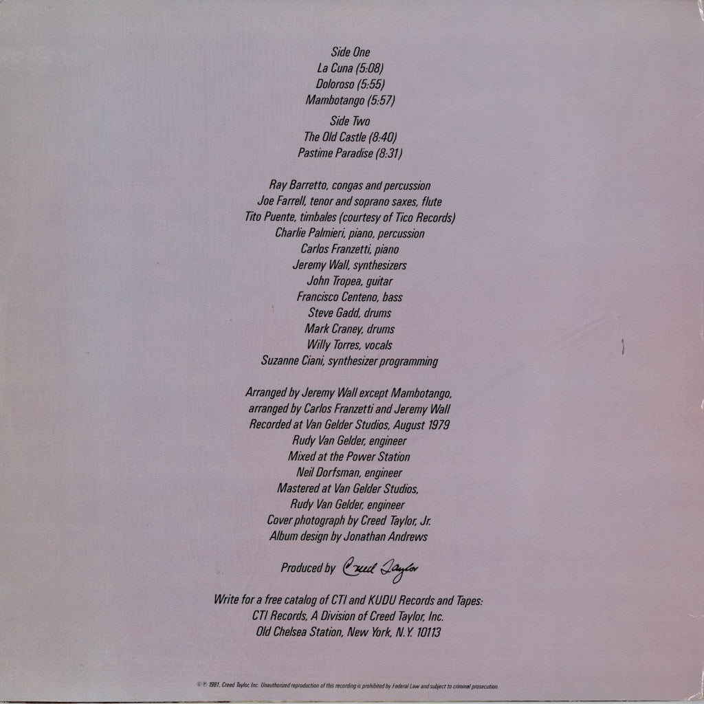 Ray Barretto - La Cuna (CTI 9002) LP 1981 US CTI｜中古LP