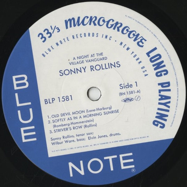 Sonny Rollins / ソニー・ロリンズ / A Night At The Village Vanguard (BLP 1581) –  VOXMUSIC WEBSHOP