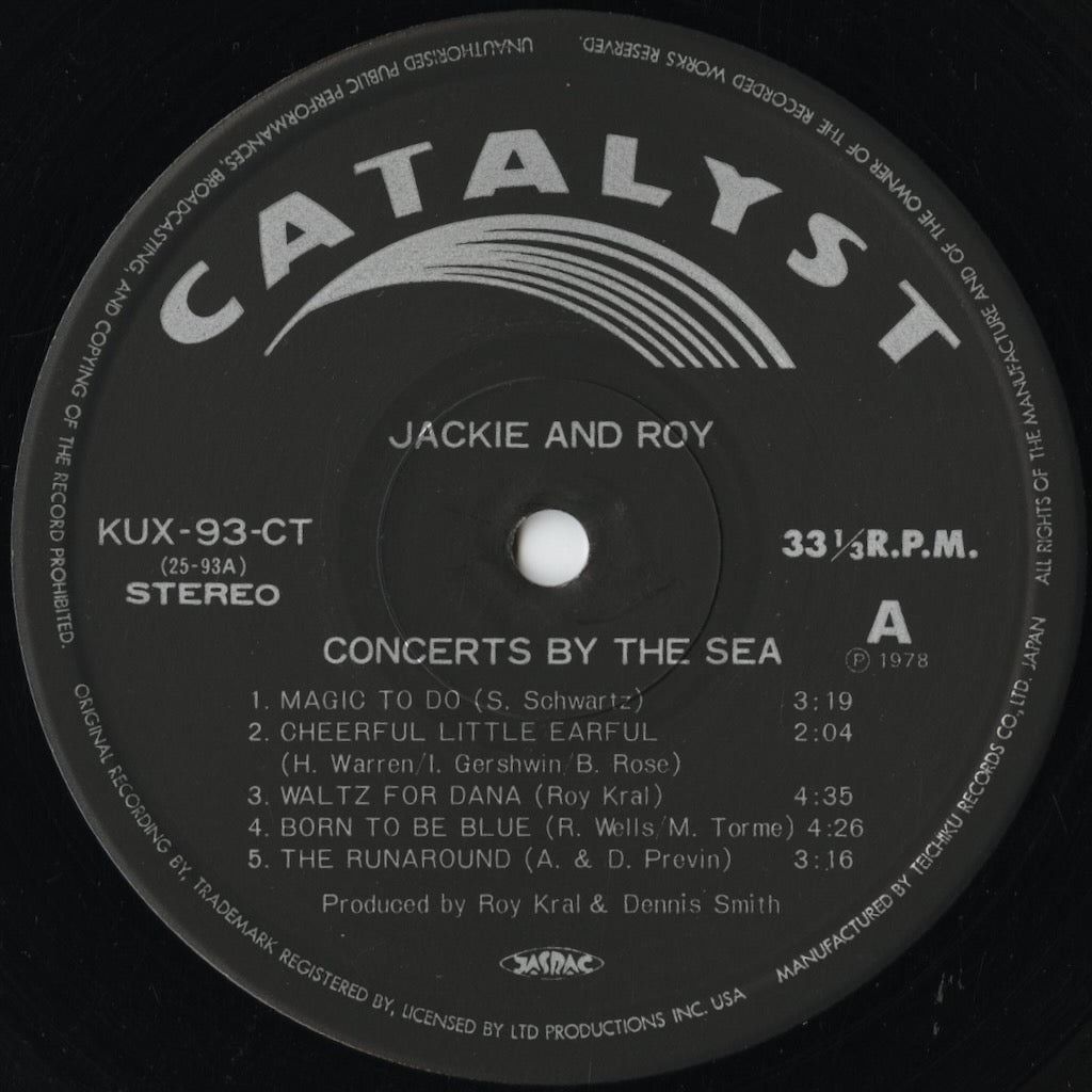 Jackie & Roy – Concerts By The Sea (KUX-93-CT) | 中古レコード 通販