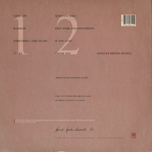 Brenda Russell - Love Life (SP-4811) 1981 US A&M｜中古LP