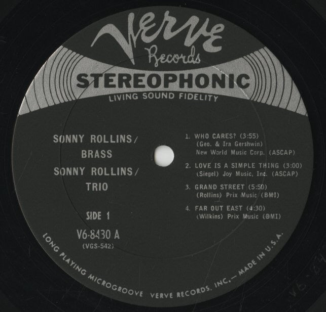 Sonny Rollins / ソニー・ロリンズ / Brass / Trio (V6-8430)