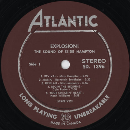 Slide Hampton - Explosion! The Sound Of Slide Hampton (SD. 1396) 1962 CAN Atlantic｜中古LP