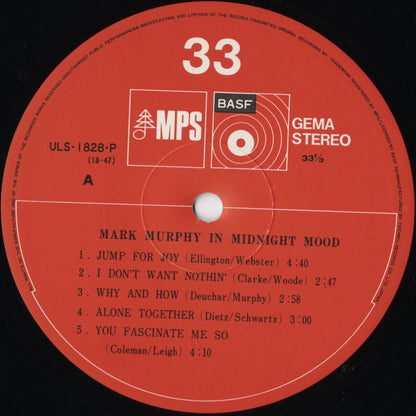 Mark Murphy - Midnight Mood (ULS-1828-P) LP 1978 JPN MPS｜中古LP