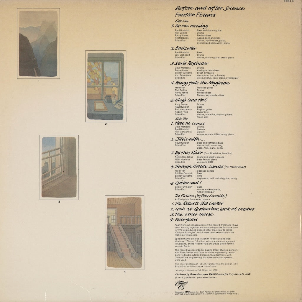 Brian Eno / ブライアン・イーノ / Before And After Science (ENO 4) 1981 US Editions EG盤