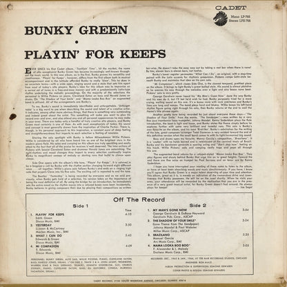 Bunky Green - Playin' For Keeps (LPS 766) LP 1966 US Cadet｜中古LP