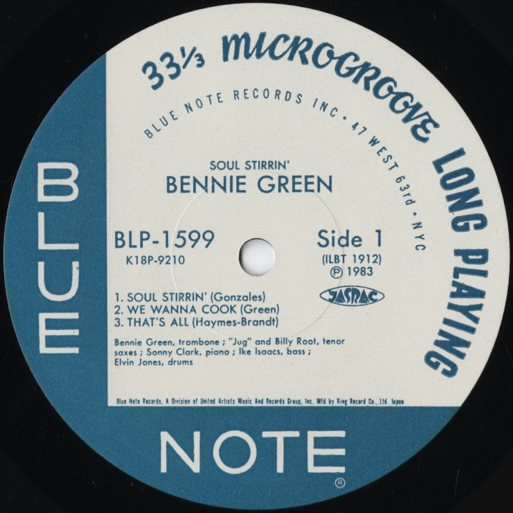 Bennie Green - Soul Stirrin' (K18P 9210) 1983 JPN Blue Note｜中古LP