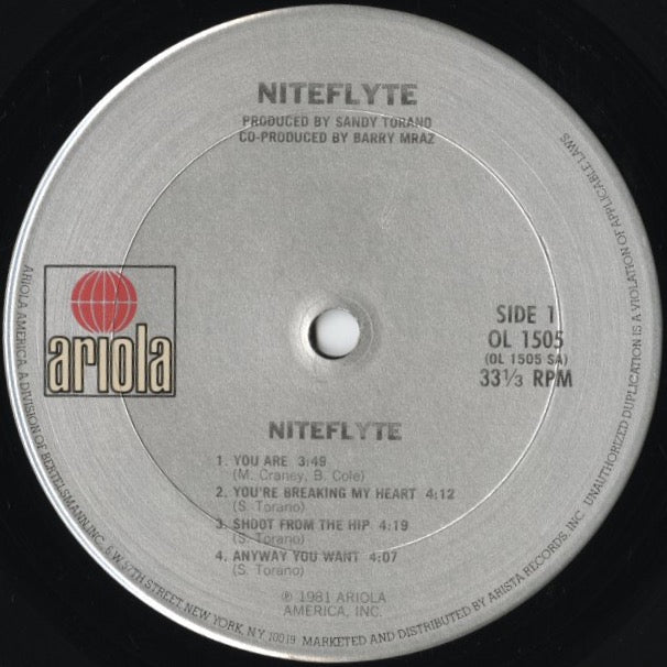 Niteflyte - Niteflyte (OL 1505) LP 1981 US Ariola｜中古LP