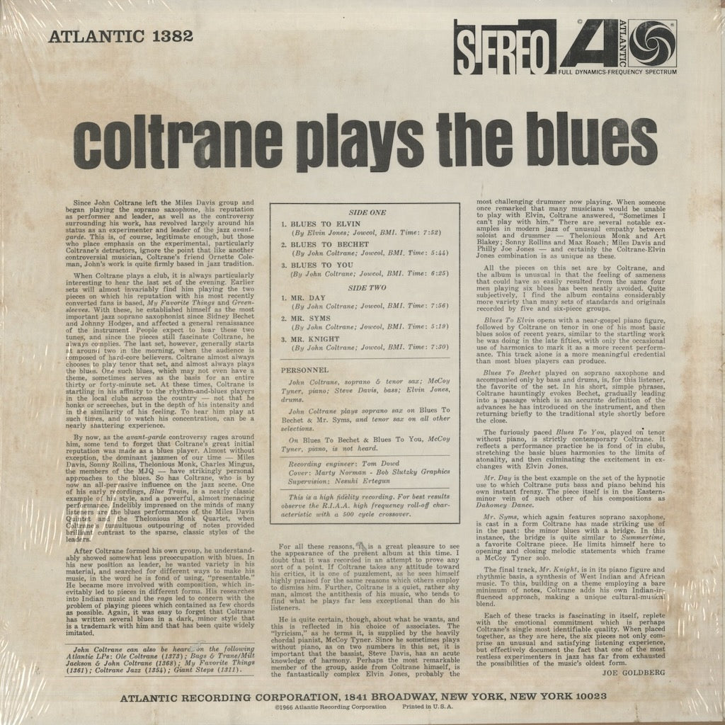 John Coltrane / ジョン・コルトレーン / Coltrane Plays The Blues (SD 1382)