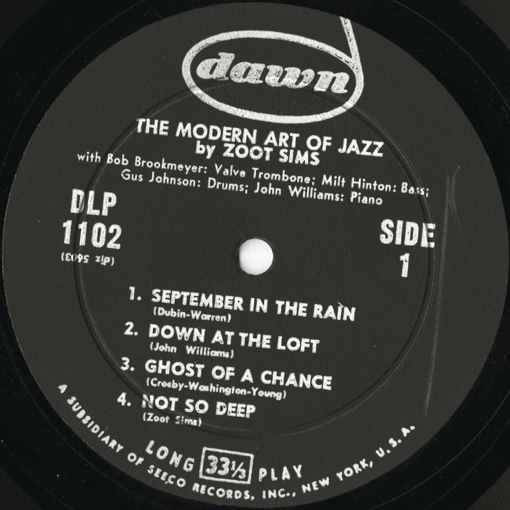 ジャズ名盤★Zoot Sims／The Modern Art★DAWNレーベル Zoot Sims - The Modern Art Of Jazz LP 1956 US Dawn ボブ・ブルック