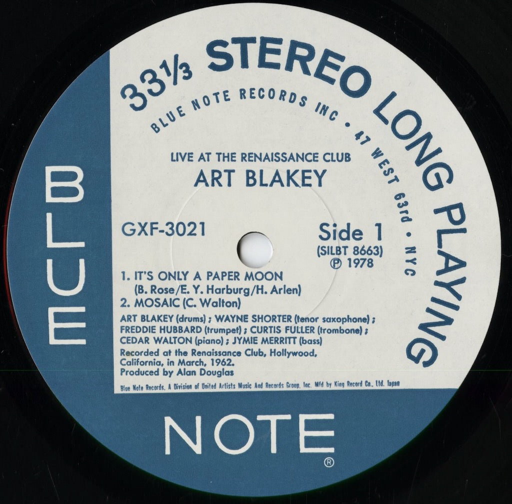 Art Blakey - Live At The Renaissance Club (GXF-3021) 1978 JPN Blue Note｜中古LP