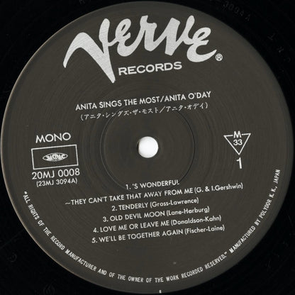 Anita O'Day / アニタ・オデイ / Anita Sings The Most (20MJ 0008)
