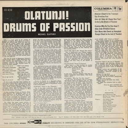 Olatunji - Drums Of Passion (CS 8210) LP 1970's US Columbia｜中古LP