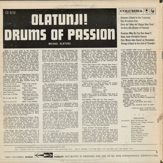 Olatunji - Drums Of Passion (CS 8210) LP 1970's US Columbia｜中古LP