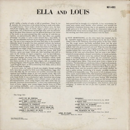 Ella Fitzgerald - Louis Armstrong – Ella and Louis (MG V-4003) LP 1956 US Verve | 中古LP