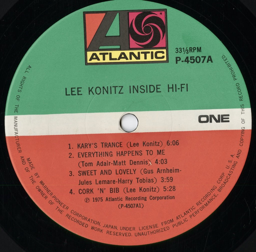 Lee Konitz - Inside Hi-Fi (P-4507A) 1975 JPN Atlantic｜中古LP
