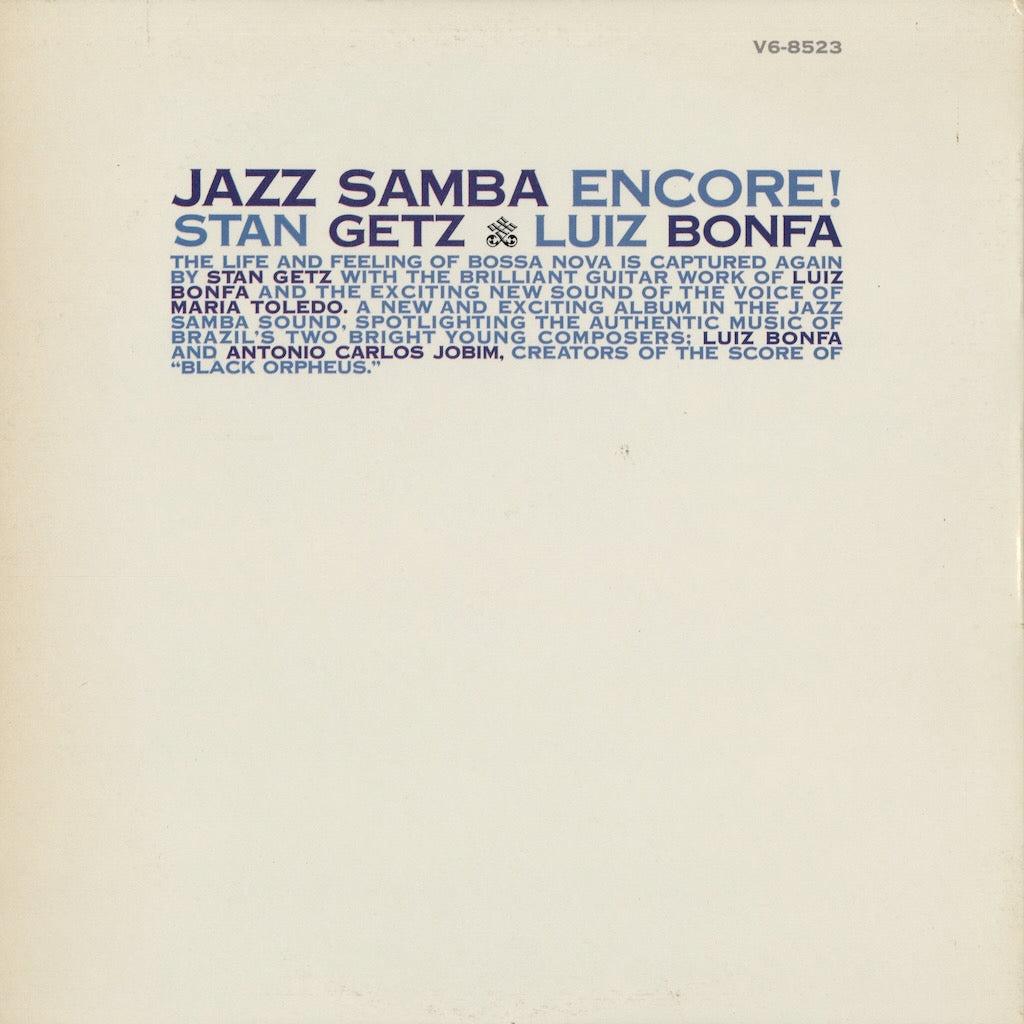 Stan Getz / Luiz Bonfa - Jazz Samba Encore! -STEREO (V6-8523) 1963 US Verve | 中古LP