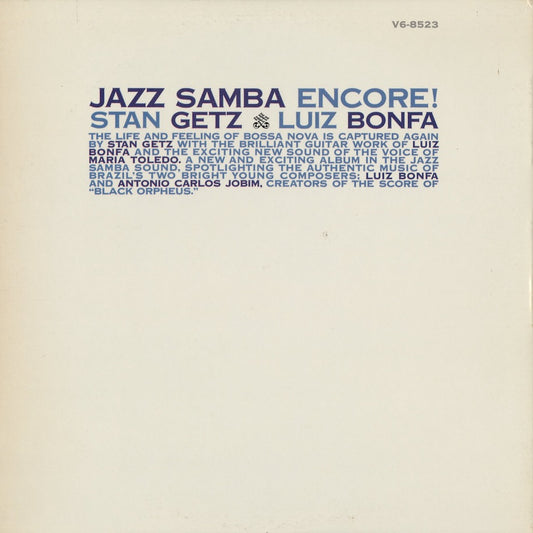 Stan Getz / Luiz Bonfa - Jazz Samba Encore! -STEREO (V6-8523) 1963 US Verve | 中古LP