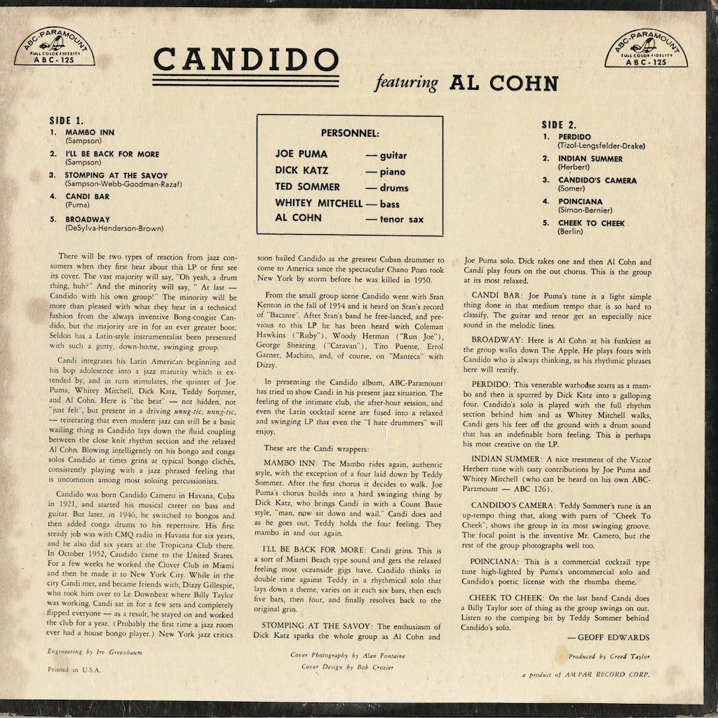 Candido - Candido (ABC-125) LP 1956 US ABC-Paramount｜中古LP