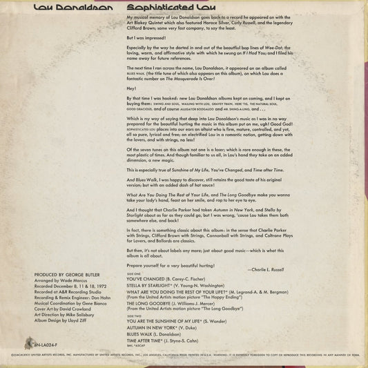 Lou Donaldson – Sophisticated Lou (BN-LA024-F) LP 1973 US Blue Note｜中古LP
