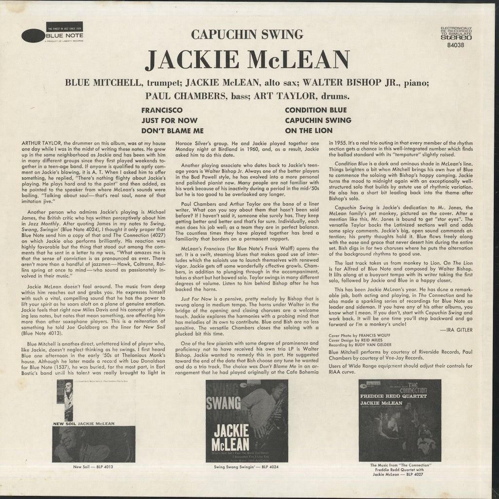 Jackie McLean / ジャッキー・マクリーン / Capuchin Swing (BST 84038)