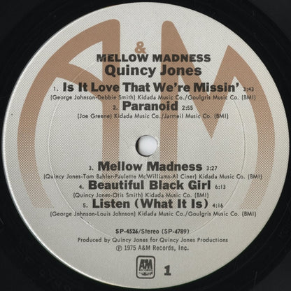 Quincy Jones - Mellow Madness (SP-4526) 1975 US A&M｜中古LP