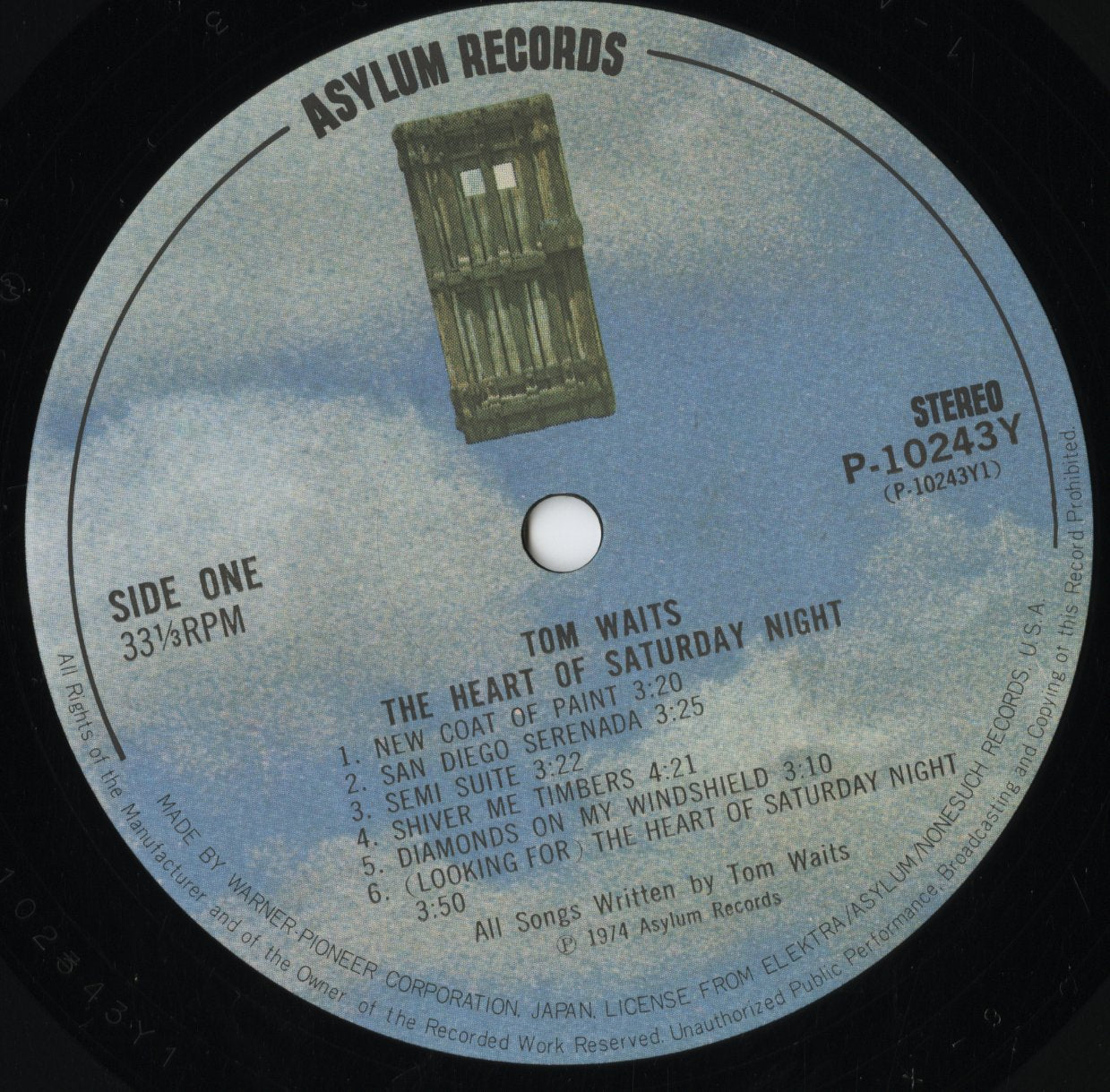 Tom Waits - The Heart Of Saturday Night (P-10243Y) LP 1976 JPN Asylum｜中古LP