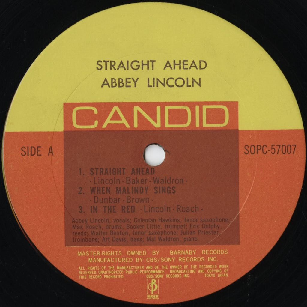 Abbey Lincoln - Straight Ahead (SOPC 57007) LP 1970 JPN Candid - CBS/Sony｜中古LP