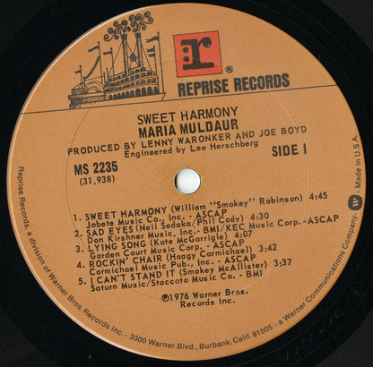 Maria Muldaur - Sweet Harmony (MS 2235) LP 1976 US Reprise｜中古LP