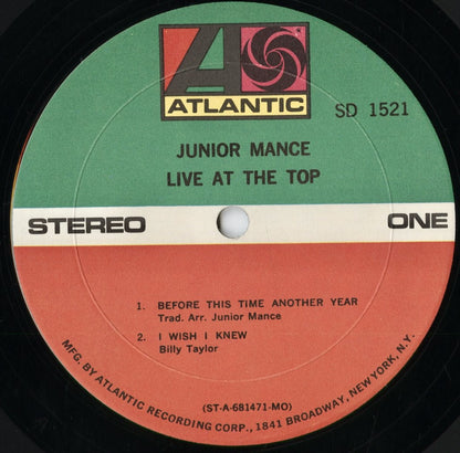 Junior Mance – Live At The Top (SD 1521) 1969 US Atlantic | 中古LP