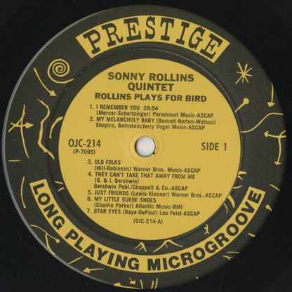 Sonny Rollins / ソニー・ロリンズ / Rollins Plays For Bird (OJC-214)