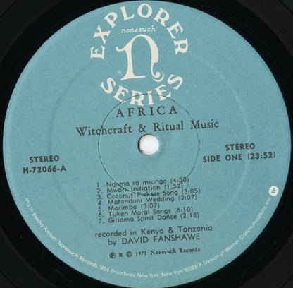 V.A. - Africa Witchcraft & Ritual Music - Recorded By David Fanshawe (H-72066) 1975 US Nonsuch｜中古LP