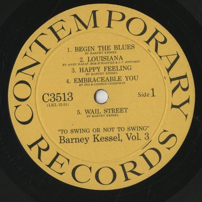 Barney Kessel / バーニー・ケッセル / Vol. 3, To Swing Or Not To Swing (C3513)