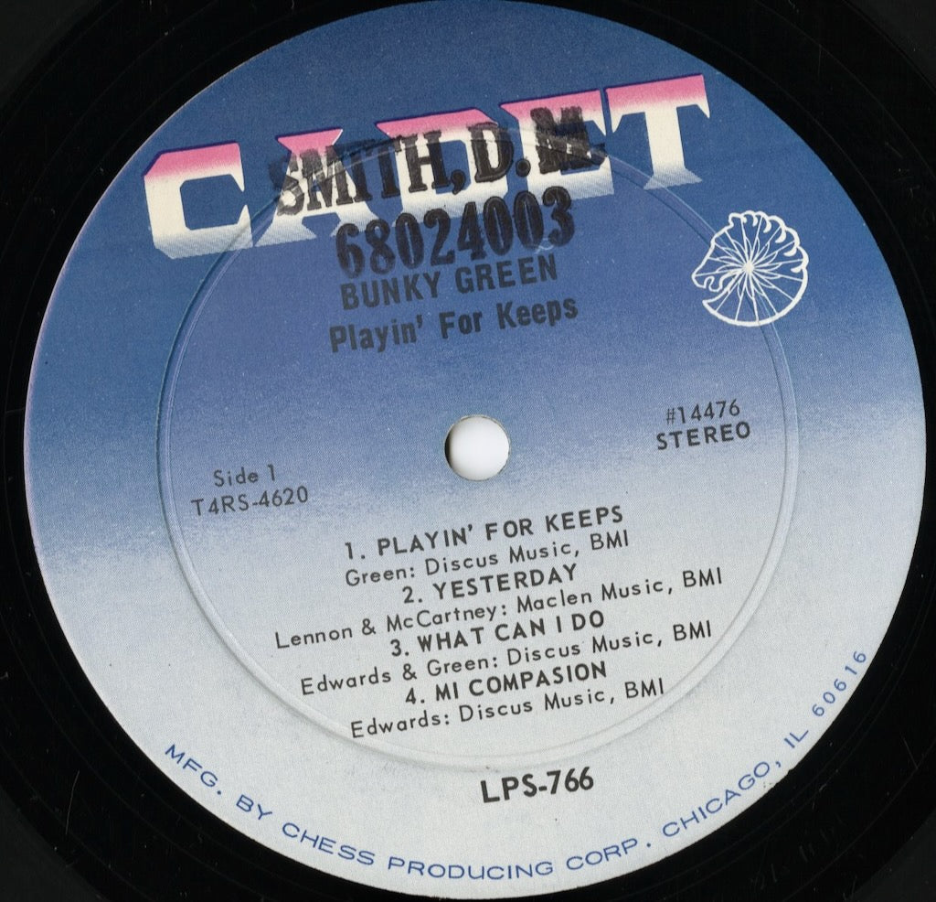 Bunky Green - Playin' For Keeps (LPS 766) LP 1966 US Cadet｜中古LP