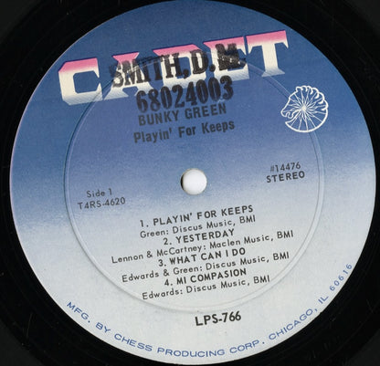 Bunky Green - Playin' For Keeps (LPS 766) LP 1966 US Cadet｜中古LP