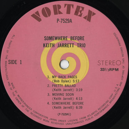 Keith Jarrett / キース・ジャレット / Somewhere Before (P-7529A) JPN 1976 Pressing