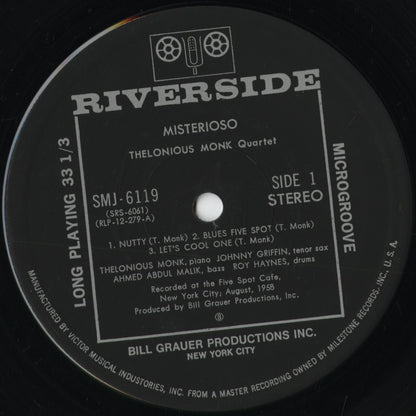 Thelonious Monk - Misterioso (SMJ-6119) 1975 JPN Riverside｜中古LP