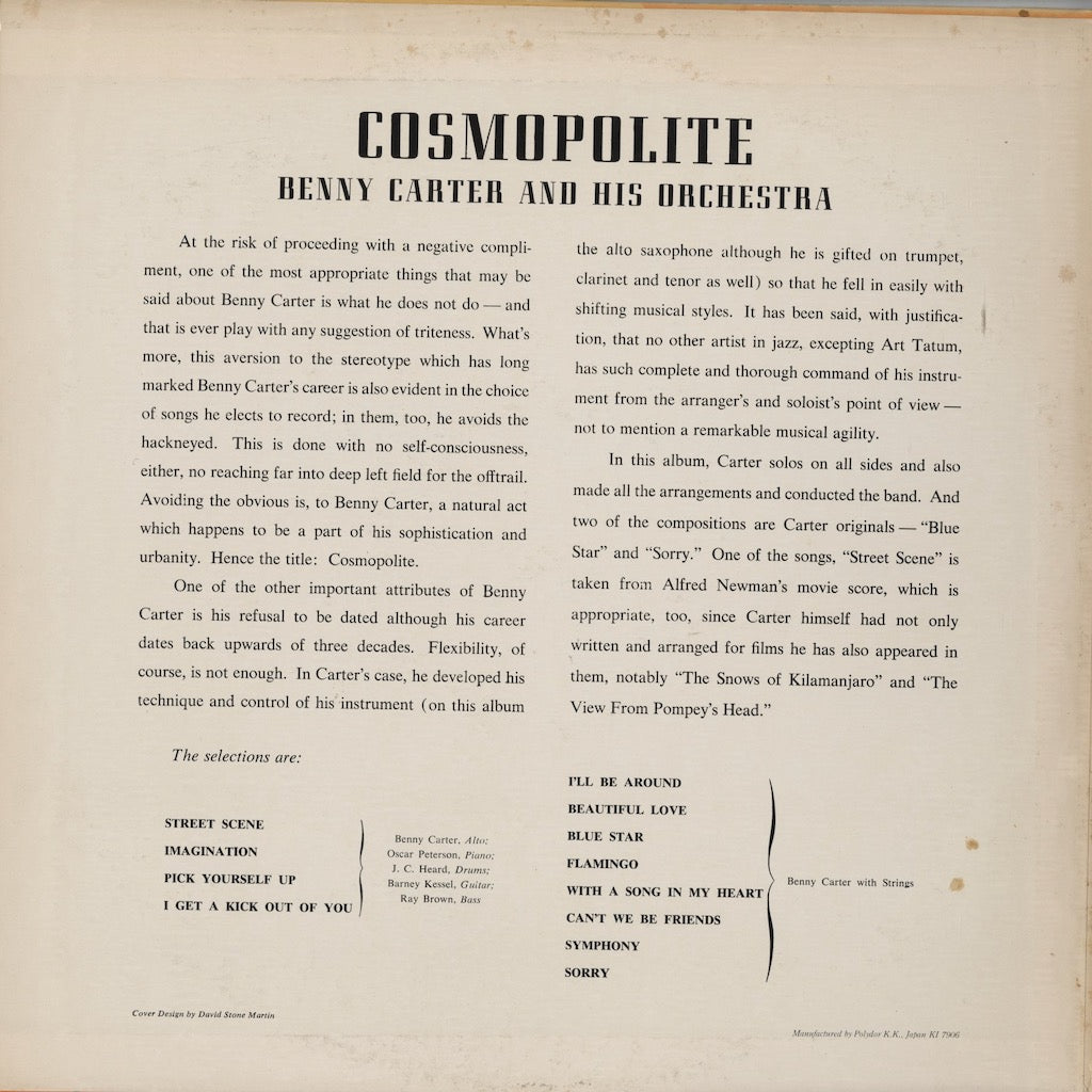 Benny Carter / ベニー・カーター / Cosmopolite (MV 2635)