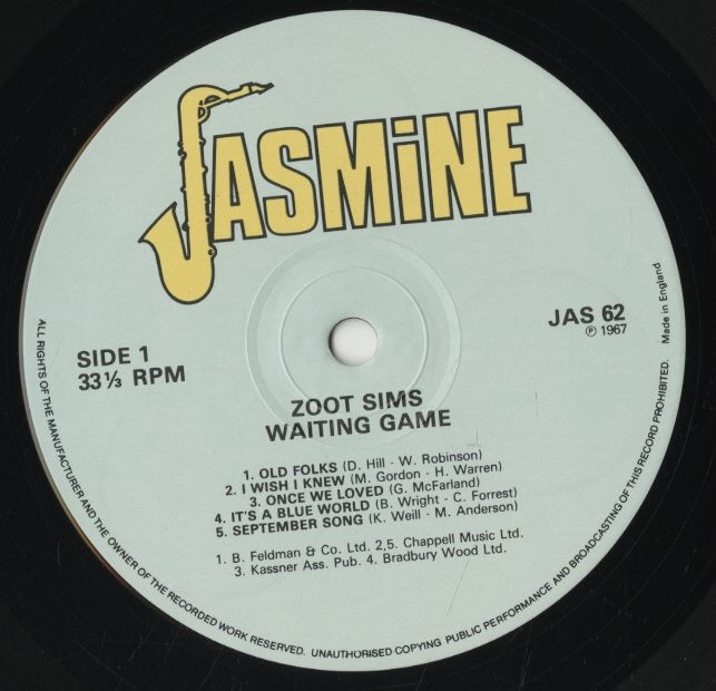 Zoot Sims / ズート・シムズ / Waiting Game (JAS 62) – VOXMUSIC WEBSHOP