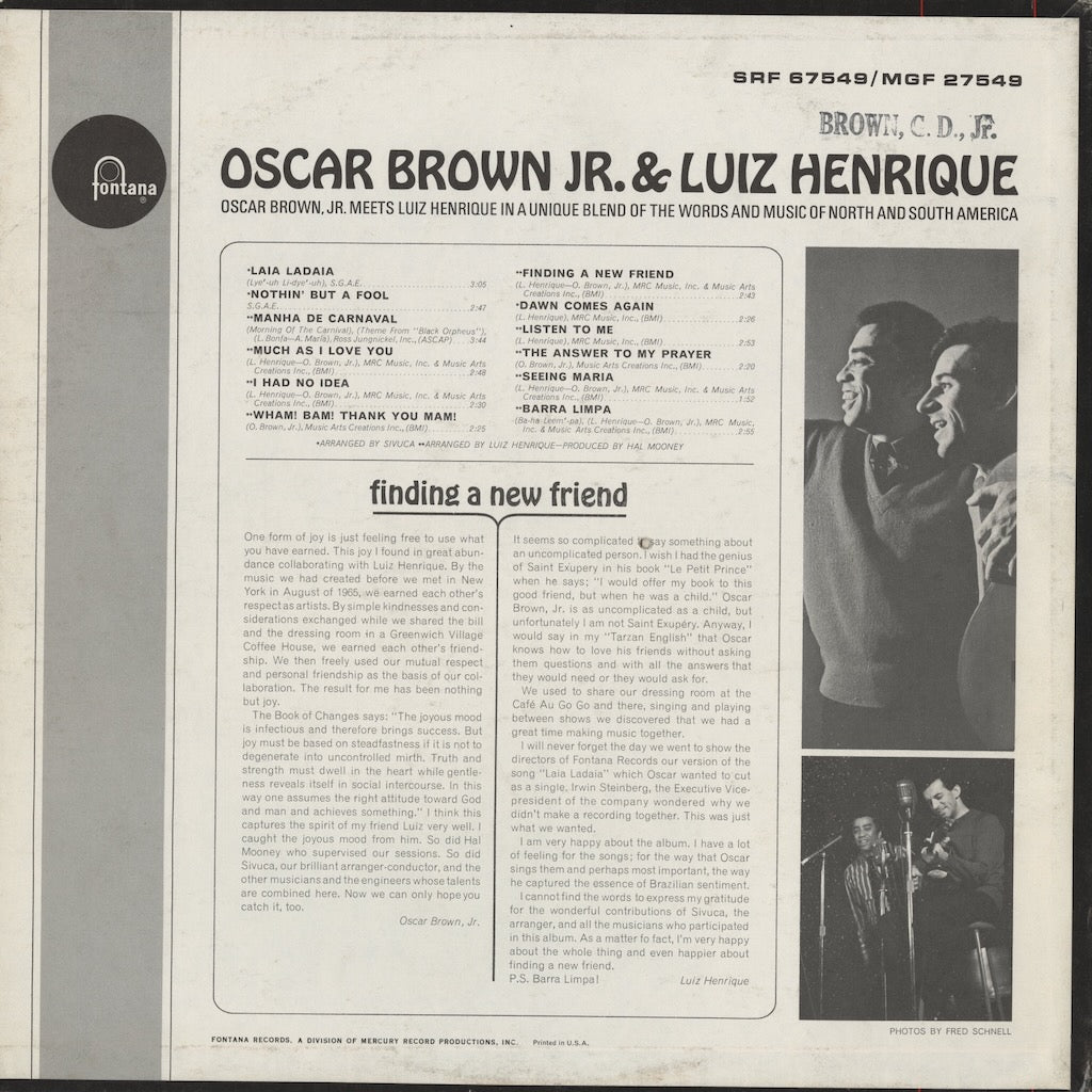 Oscar Brown Jr. & Luiz Henrique / オスカー・ブラウンJr ＆ ルイス・エンリケ / Finding A New Friend (MGF 27549)