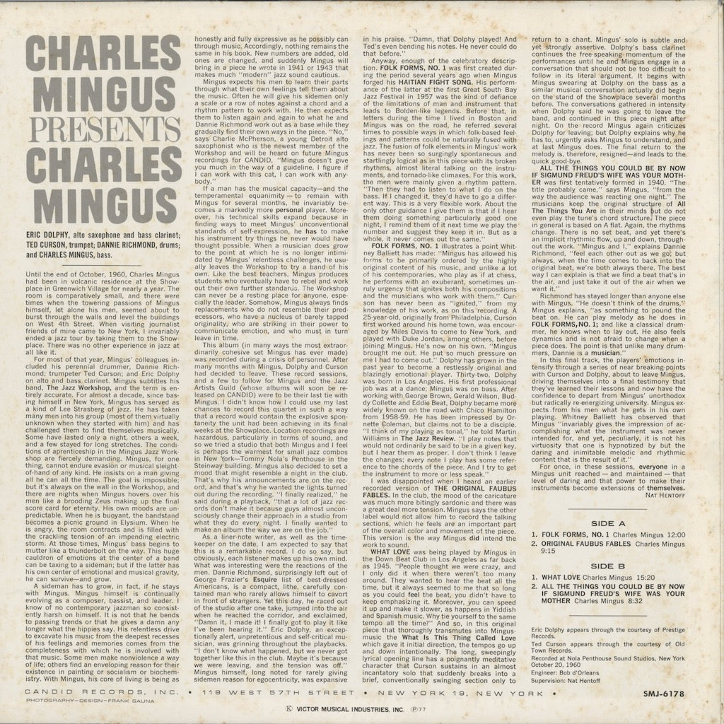 Charles Mingus / チャールズ・ミンガス / Presents Charles Mingus (SMJ-6178)