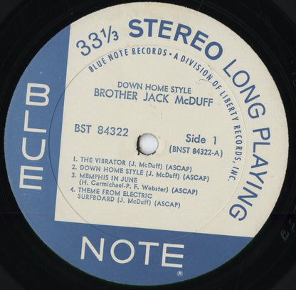 Brother Jack McDuff - Down Home Style (BST 84322) 1969 US Blue Note｜中古LP
