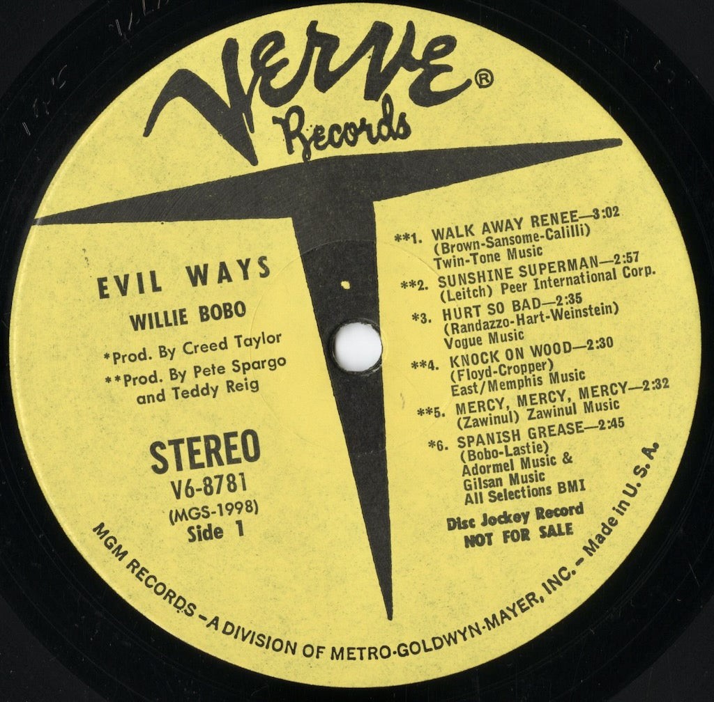 Willie Bobo – Evil Ways (V6-8781) LP 1968 US Verve | 中古LP