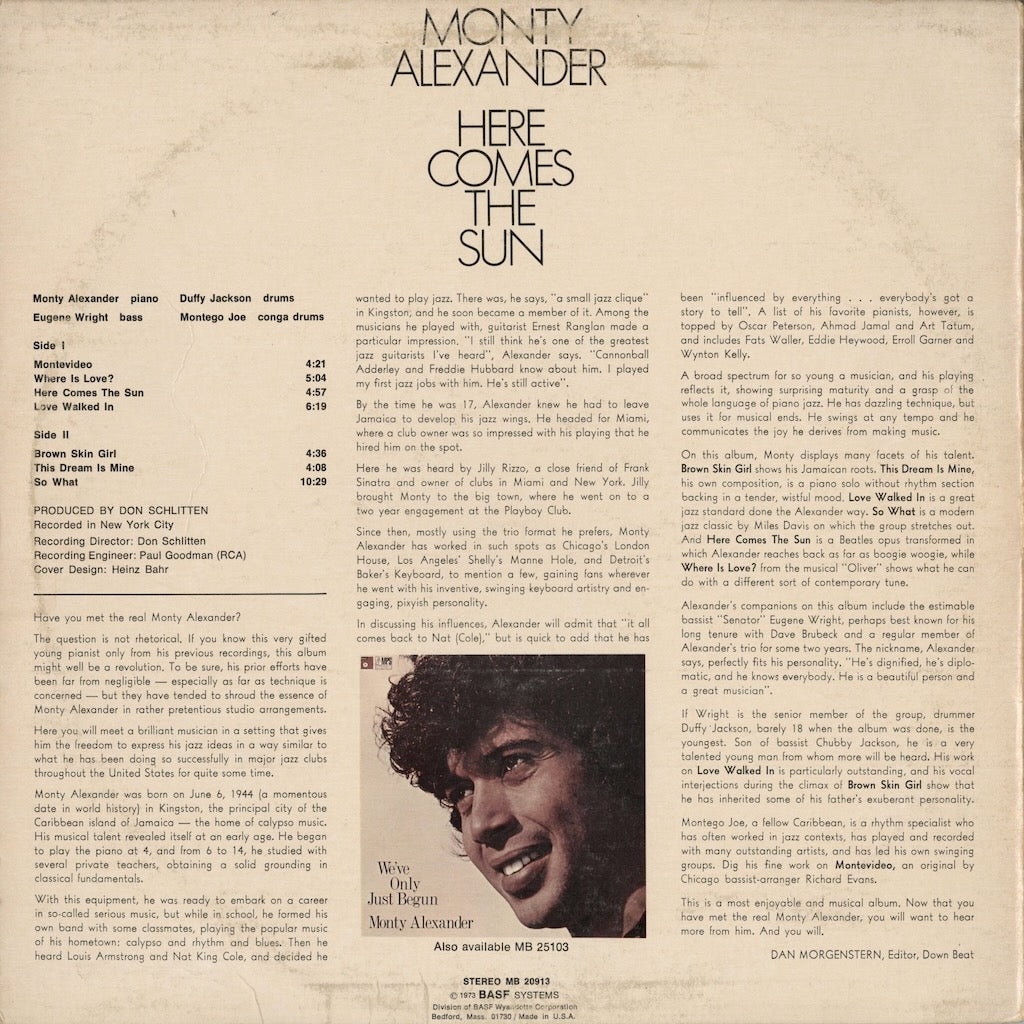 Monty Alexander - Here Comes The Sun (MB 20913) 1973 US MPS｜中古LP