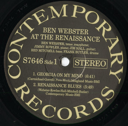 Ben Webster - At The Renaissance (S7646) 2002 US Analogue Productions/Contemporary｜中古LP