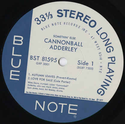 Cannonball Adderley - Somethin' Else (GXK 3001) 1977 JPN Blue Note / King Record｜中古LP