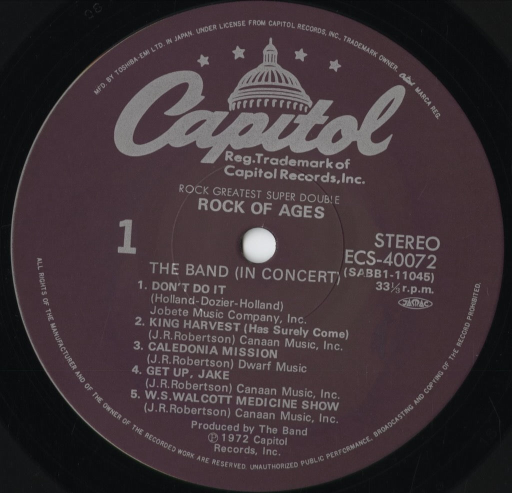 The Band - Rock Of Ages (ECS-40072-73) 1978 JPN Capitol｜中古LP
