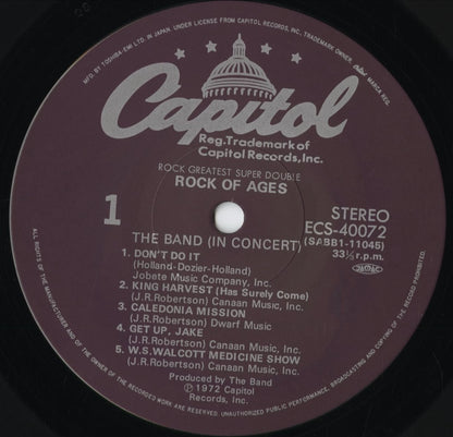 The Band - Rock Of Ages (ECS-40072-73) 1978 JPN Capitol｜中古LP