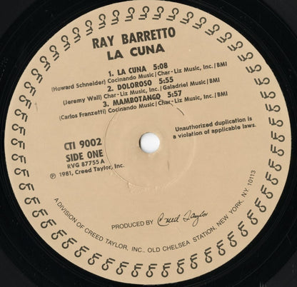 Ray Barretto - La Cuna (CTI 9002) LP 1981 US CTI｜中古LP